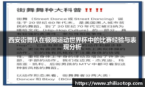 西安街舞队在极限运动世界杯中的比赛经验与表现分析